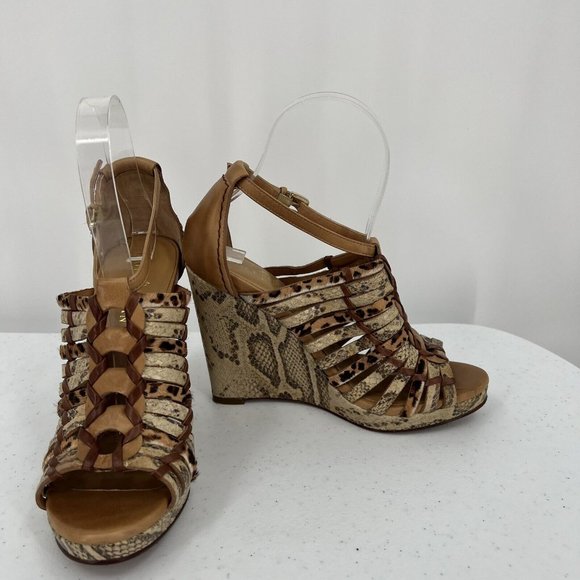 Cole Haan Women's Wedge High Heels Size 6.5B Leopard Snake Print 4" Heels - Picture 2 of 14